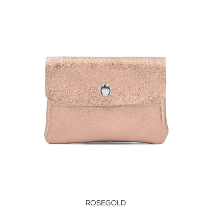 NATTY - Small Italian Metallic Leather Coin Purse - Various Colours