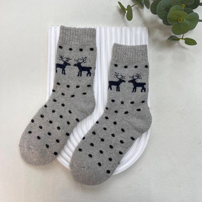 ANKLE SOCKS - Wool Blend - Spotty Reindeer - One Size - Various Colours
