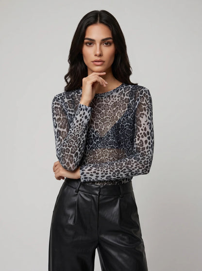 REBEL - Semi Sheer Long Sleeve Top - Various Prints - One Size
