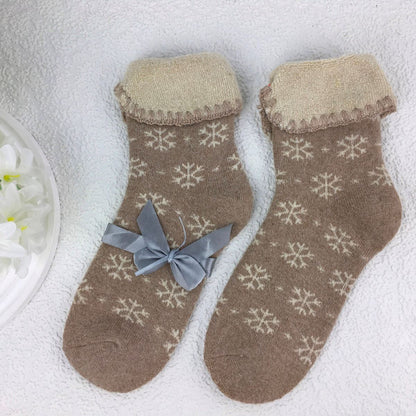 SOCKS - Wool Blend - Various Patterns - Turn Over Cuff - One Size