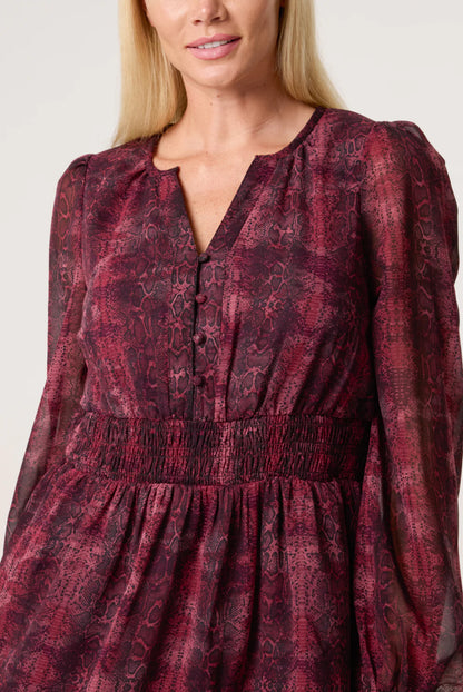 SUZIE - Snakeprint Dress in Berry - Various Sizes