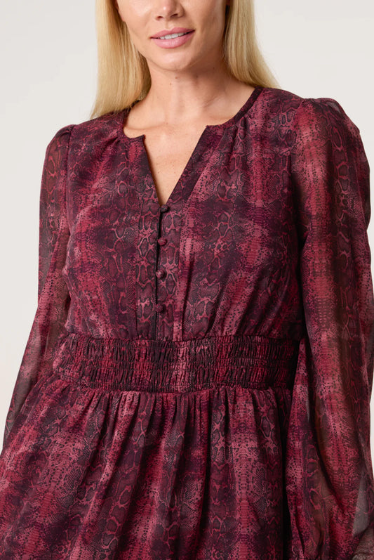 SUZIE - Snakeprint Dress in Berry - Various Sizes