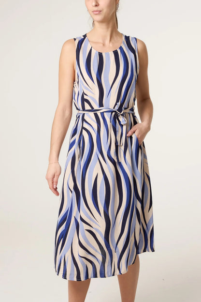 SYDNEY - Swirl Print Dress with Pockets - 4 Sizes