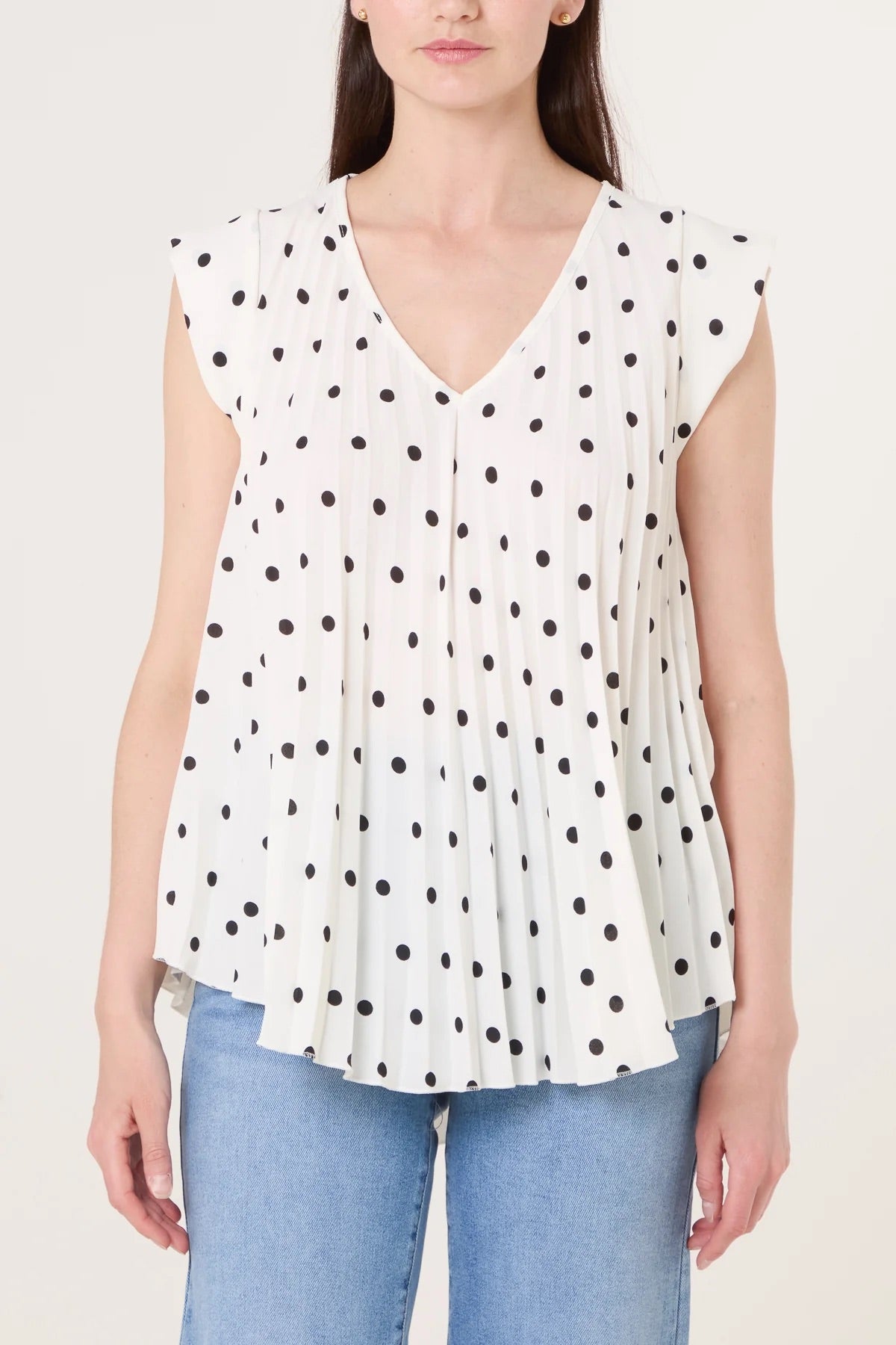 TILLY - Pleated Polka Dot Top - Various Colours - One Size