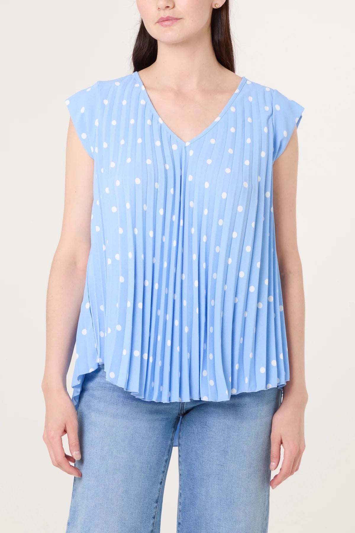 TILLY - Pleated Polka Dot Top - Various Colours - One Size