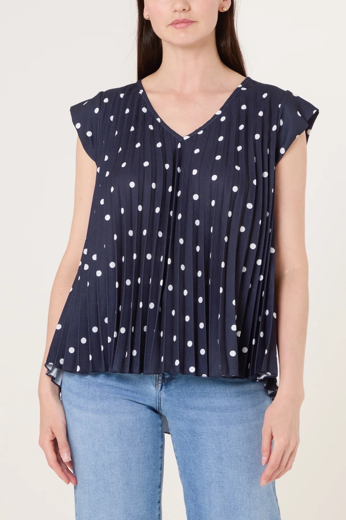 TILLY - Pleated Polka Dot Top - Various Colours - One Size