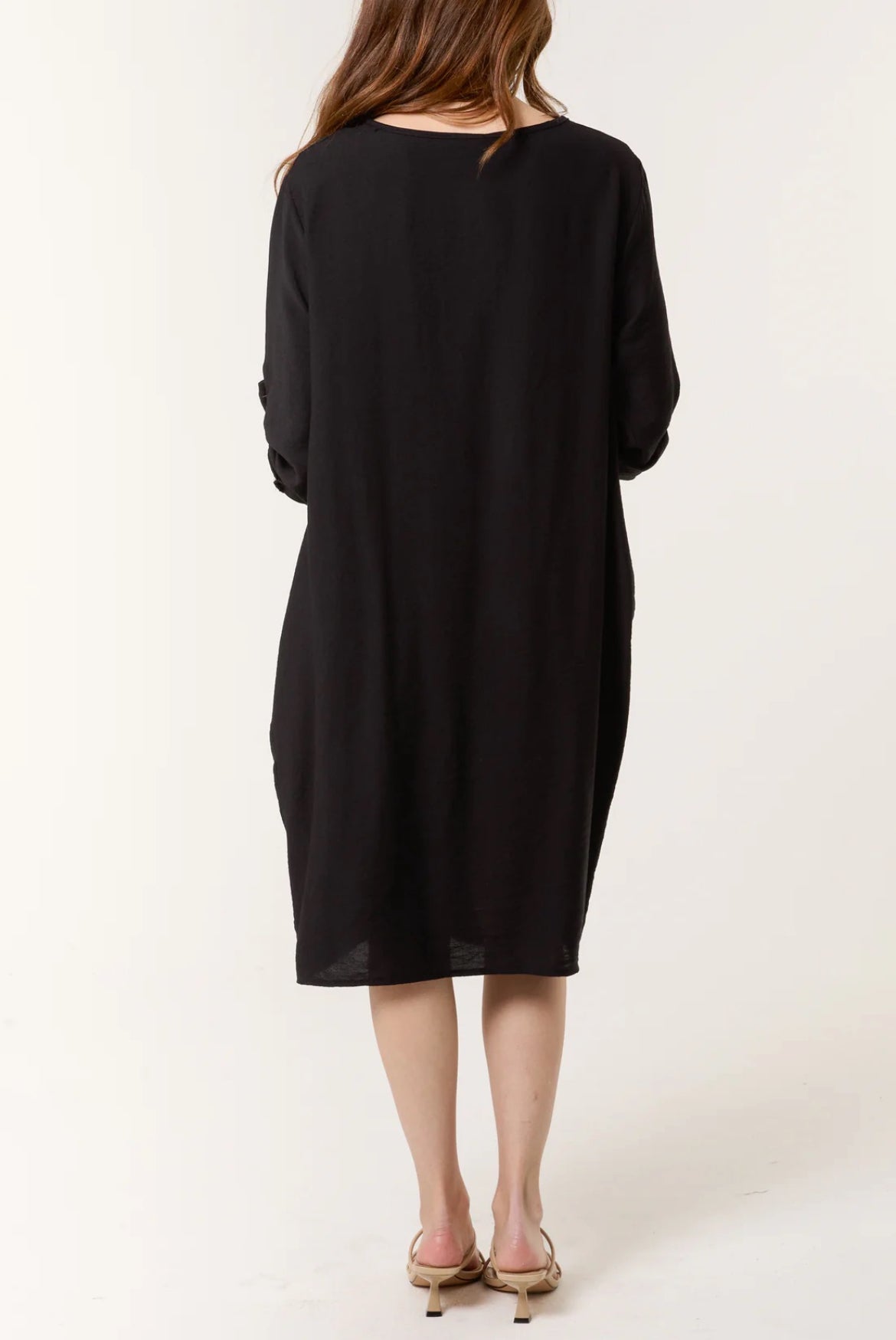 TYRA - Twist Front 3/4 Sleeve Dress with Pockets - Various Colours - One Size