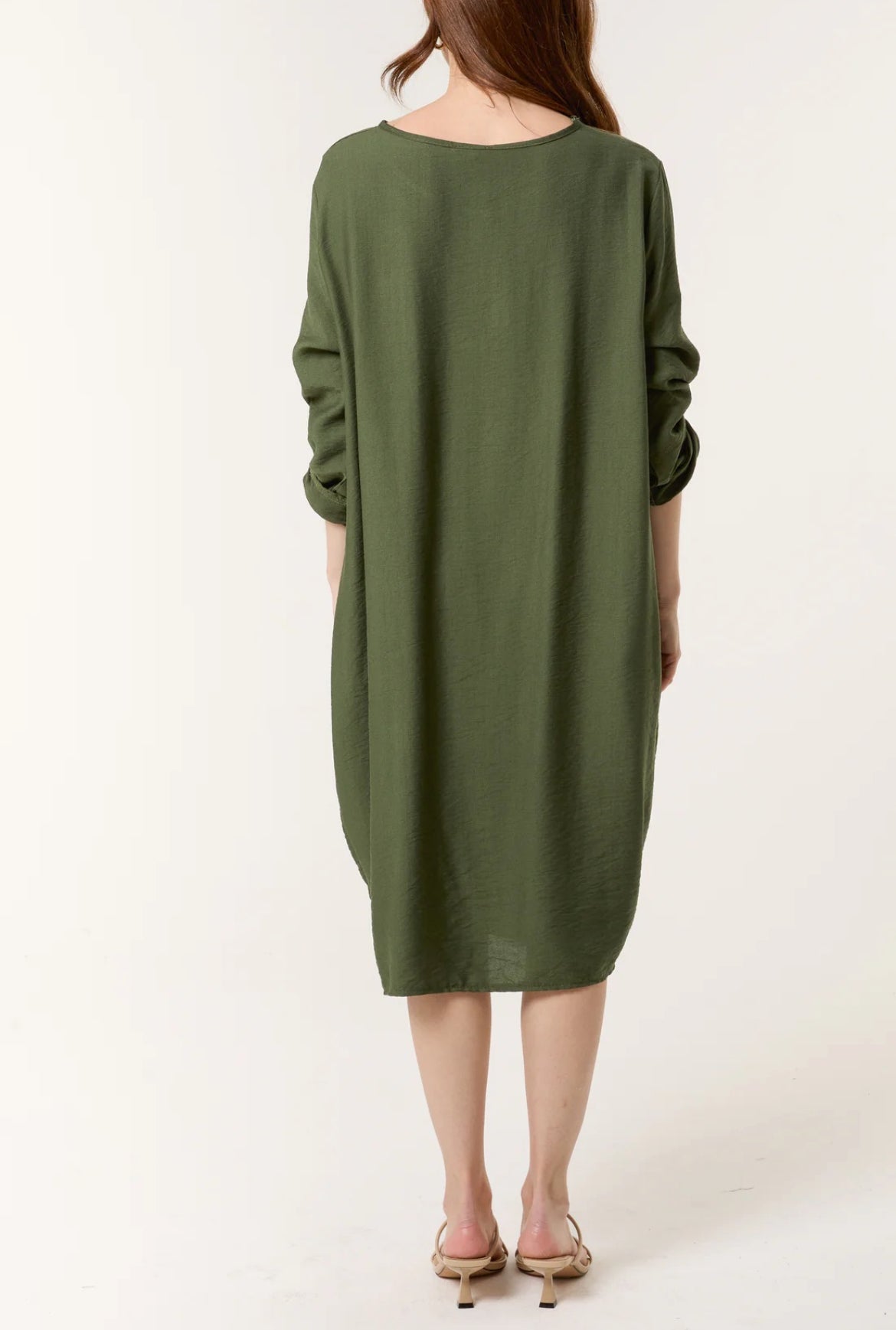 TYRA - Twist Front 3/4 Sleeve Dress with Pockets - Various Colours - One Size