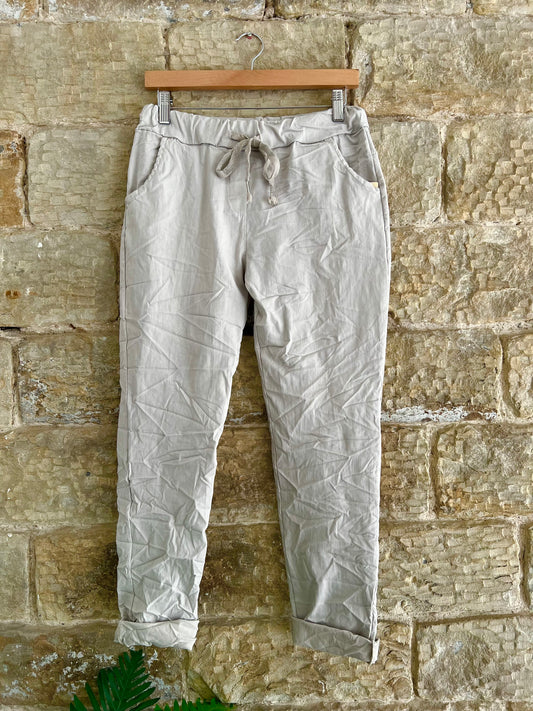 MAGIC TROUSERS - Pre Wrinkled - 2 Sizes - Stone